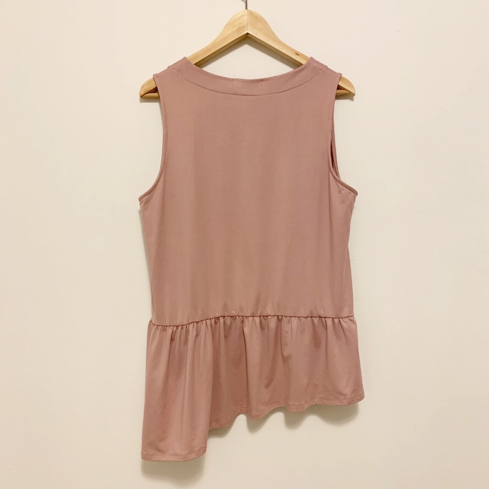 Nordstrom Gibson Pink Asymmetrical Ruffle Hem Tank - Picture 5 of 7